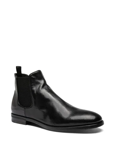 Officine Creative Elasticated-panel Leather Boots In Black