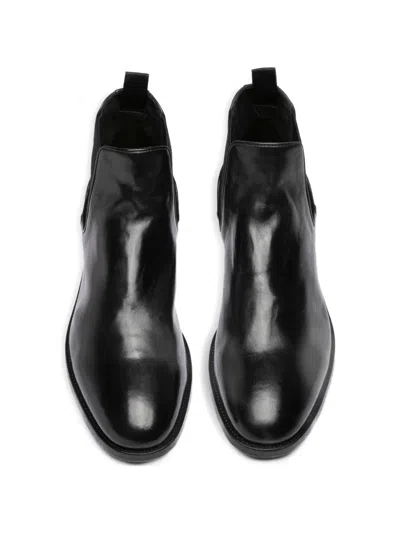 Officine Creative Elasticated-panel Leather Boots In Black