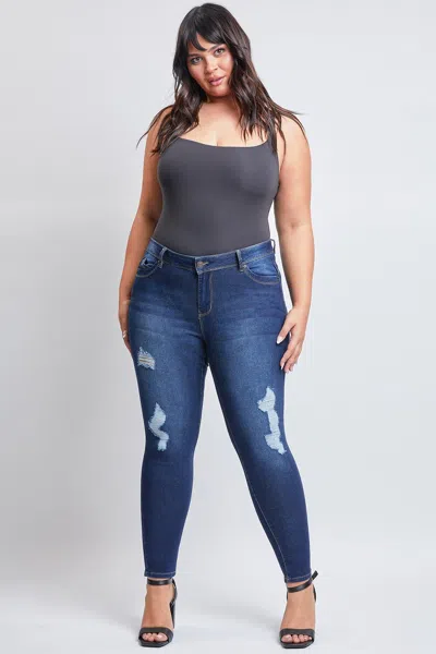 Ymi Women's Plus Sustainable Wannabettabutt Skinny Jeans In Blue