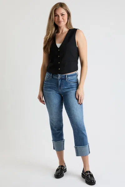 Royalty Women's Premium Stretch Cropped Mega Cuff Jeans In Blue