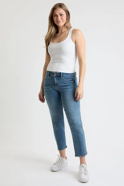 Royalty Women's Premium Stretch Cropped Slim Straight Jeans In Blue