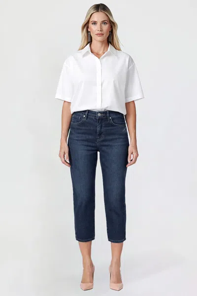 Royalty Women's Premium Stretch Side Slit Capri In Blue