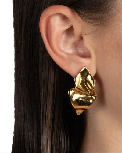Alexis Bittar Small Crumpled 14k Goldplated Post Earrings In Neutral