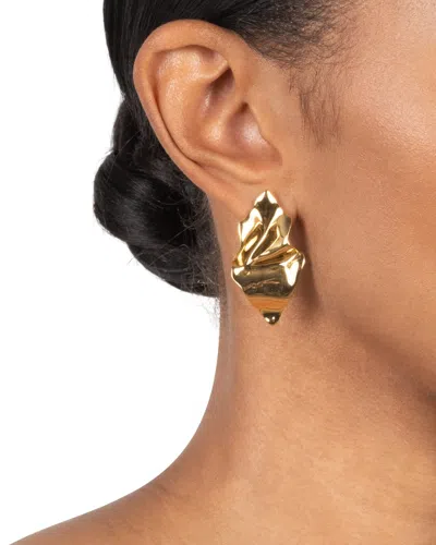 Alexis Bittar Small Crumpled 14k Goldplated Post Earrings In Neutral