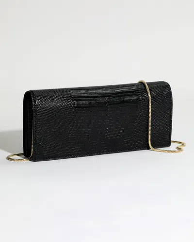Alexis Bittar Twisted Gold Side Handle Clutch Purse In Black
