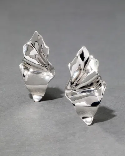 Alexis Bittar Crumpled Gold Small Post Earrings In Silver