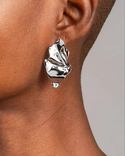 Alexis Bittar Crumpled Gold Small Post Earrings In Silver