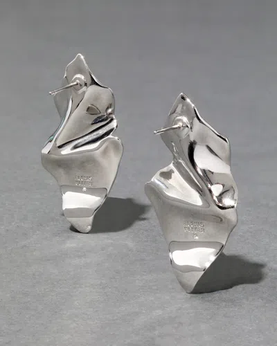Alexis Bittar Crumpled Gold Small Post Earrings In Silver