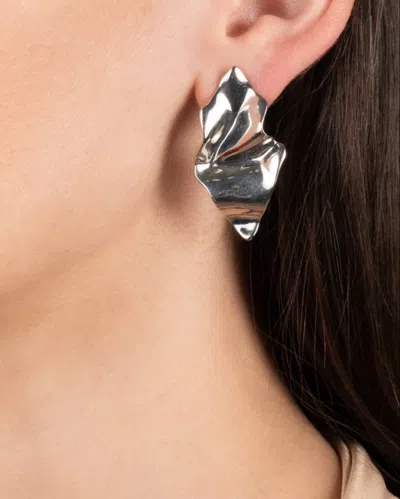 Alexis Bittar Crumpled Gold Small Post Earrings In Silver