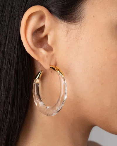 Alexis Bittar Lucite Molten Hoop Earrings Clear In White
