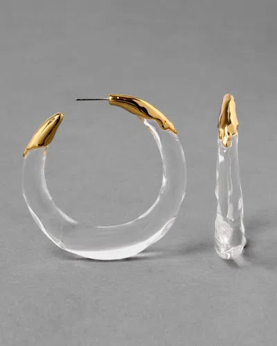 Alexis Bittar Lucite Molten Hoop Earrings Clear In White