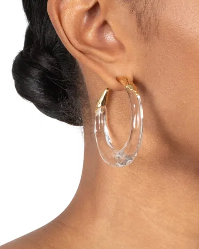 Alexis Bittar Lucite Molten Hoop Earrings Clear In White