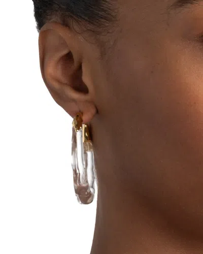 Alexis Bittar Lucite Molten Hoop Earrings Clear In White