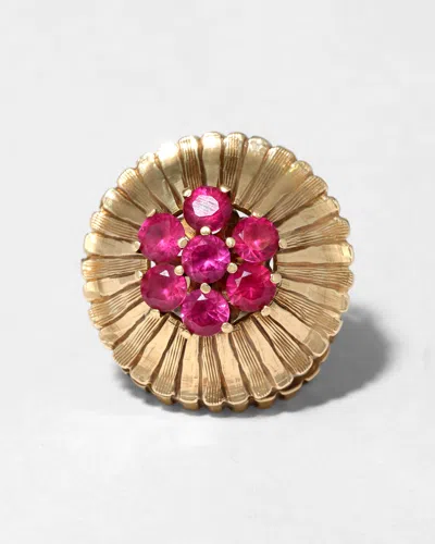 Alexis Bittar Vintage 1930s 18k & Ruby Ring In Pattern