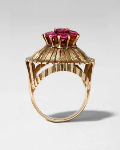 Alexis Bittar Vintage 1930s 18k & Ruby Ring In Pattern