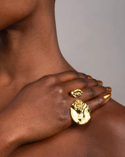 Alexis Bittar Brut Double Disc Ring In Orange