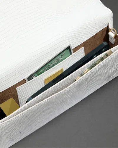 Alexis Bittar Lizard-embossed Leather Clutch Bag With Side Handle In White