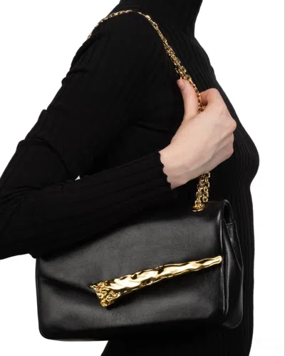 Alexis Bittar The Angular Leather Shoulder Bag In Black