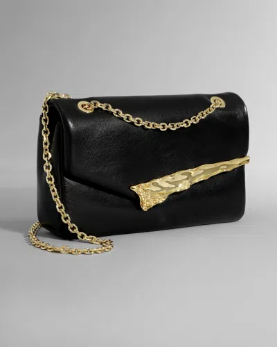Alexis Bittar The Angular Leather Shoulder Bag In Black