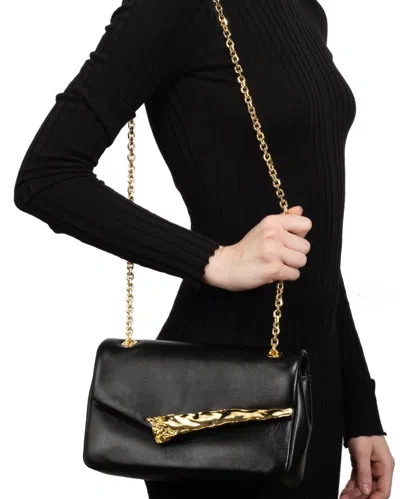 Alexis Bittar The Angular Leather Shoulder Bag In Black