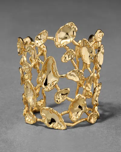 Alexis Bittar Brut Mosaic Hammered Open-work Cuff Bracelet In Gold