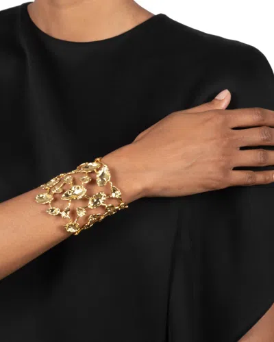 Alexis Bittar Brut Mosaic Hammered Open-work Cuff Bracelet In Gold