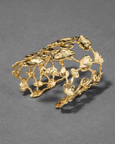 Alexis Bittar Brut Mosaic Hammered Open-work Cuff Bracelet In Gold