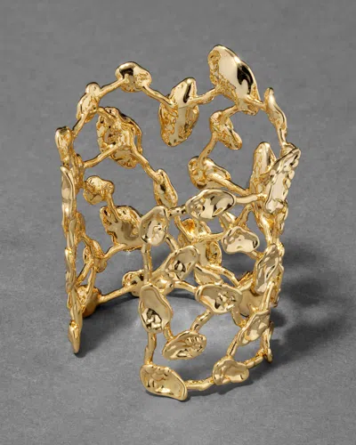 Alexis Bittar Brut Mosaic Hammered Open-work Cuff Bracelet In Gold