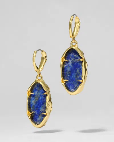 Alexis Bittar 14ct Gold-plated Brut Encased Lapis Drop Earrings In Blue