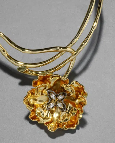 Alexis Bittar Jardin Crystal Rose Structured Collar Pendant Necklace In Gold
