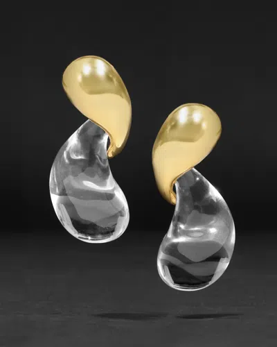 Alexis Bittar Liquid Lucite 14kt Gold-plated Drop Earrings In White
