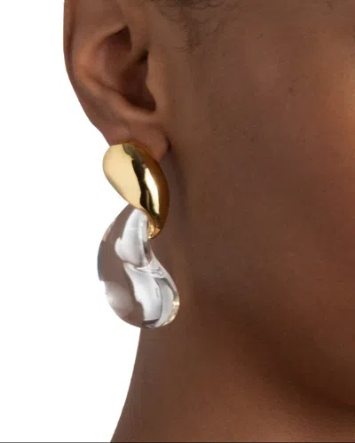 Alexis Bittar Liquid Lucite 14kt Gold-plated Drop Earrings In White