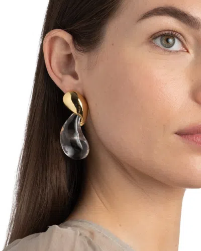 Alexis Bittar Liquid Lucite 14kt Gold-plated Drop Earrings In White