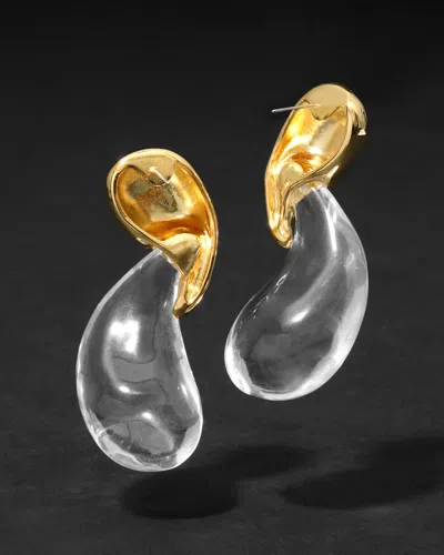 Alexis Bittar Liquid Lucite 14kt Gold-plated Drop Earrings In White