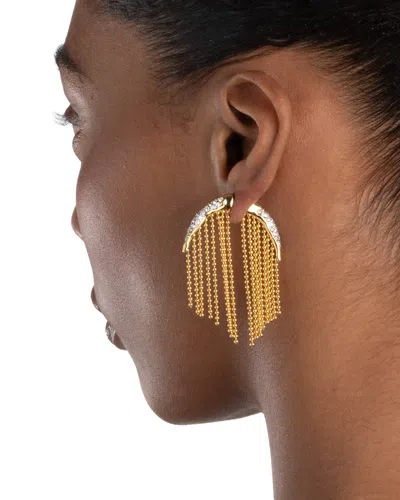 Alexis Bittar Solanales Crystal Fringed Front To Back Earrings In Gold