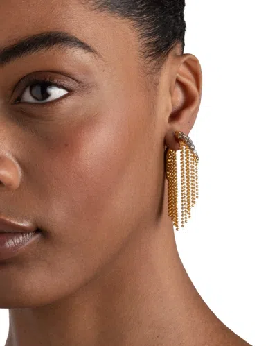 Alexis Bittar Solanales Crystal Fringed Front To Back Earrings In Gold