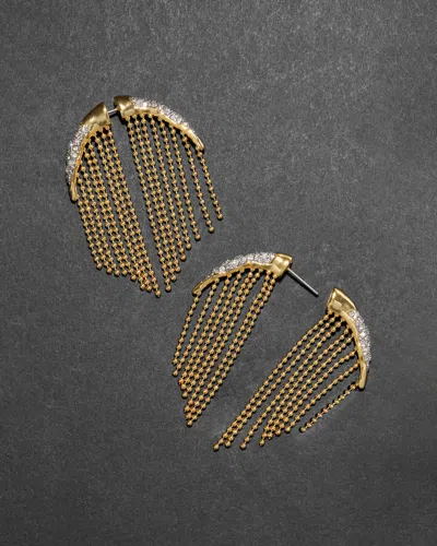 Alexis Bittar Solanales Crystal Fringed Front To Back Earrings In Gold