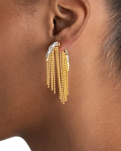 Alexis Bittar Solanales Crystal Fringed Front To Back Earrings In Gold