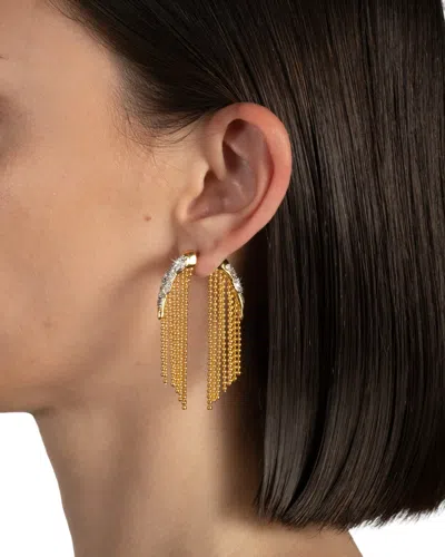 Alexis Bittar Solanales Crystal Fringed Front To Back Earrings In Gold