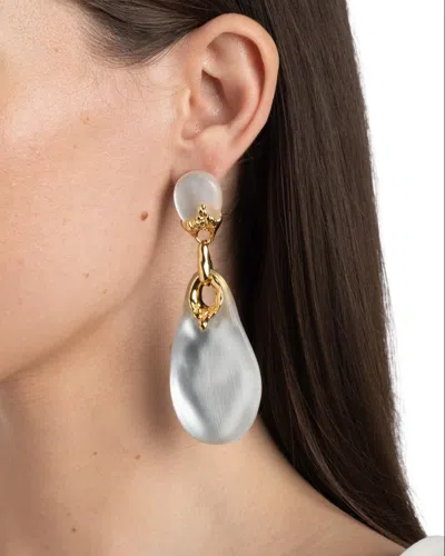 Alexis Bittar Lucite Brut Large Drop Post Earring- In White