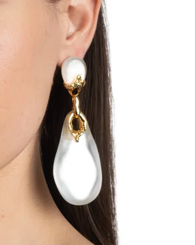 Alexis Bittar Lucite Brut Large Drop Post Earring- In White