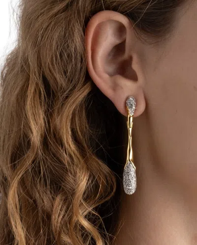 Alexis Bittar Solanales Linear Crystal Teardrop Earrings In Gold