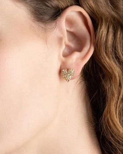 Alexis Bittar Solanles Pave Heart Stud Earrings In Pink