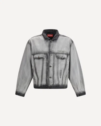 Diesel Gray Medium-light Skeleton Denim Trucker Jacket In Gray