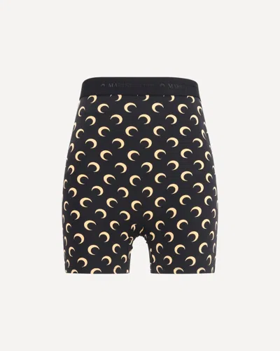 Marine Serre Womens Inverse Tan Moon Logo Stretch-jersey Shorts Xl In Black