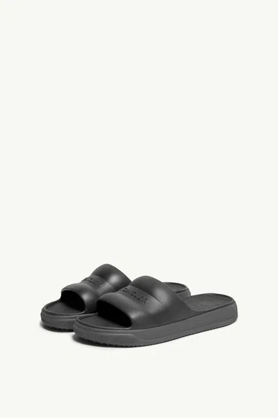 Moncler Altive Slide Sandals Open Toe Flat In Black