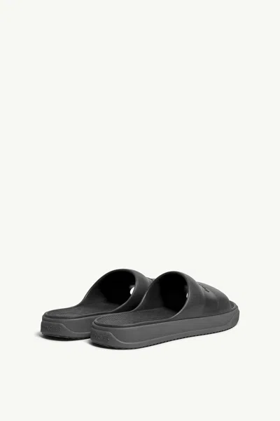 Moncler Altive Slide Sandals Open Toe Flat In Black