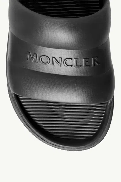 Moncler Altive Slide Sandals Open Toe Flat In Black