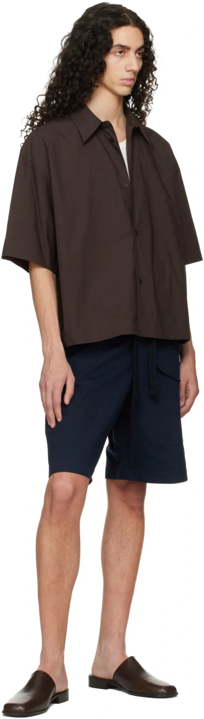 Studio Nicholson Ikria Patch Pocket Drawstring Short In Blue