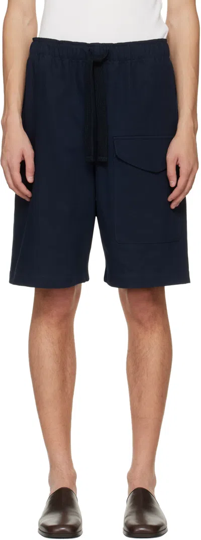 Studio Nicholson Ikria Patch Pocket Drawstring Short In Blue